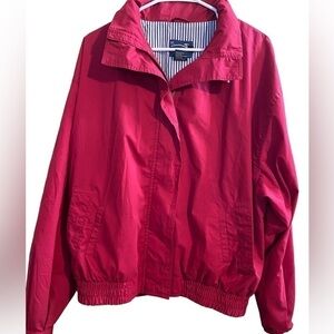 𝅺DUCKSTER Coat Size XL Red Lightweight Jacket Coastal Zip Up Classic